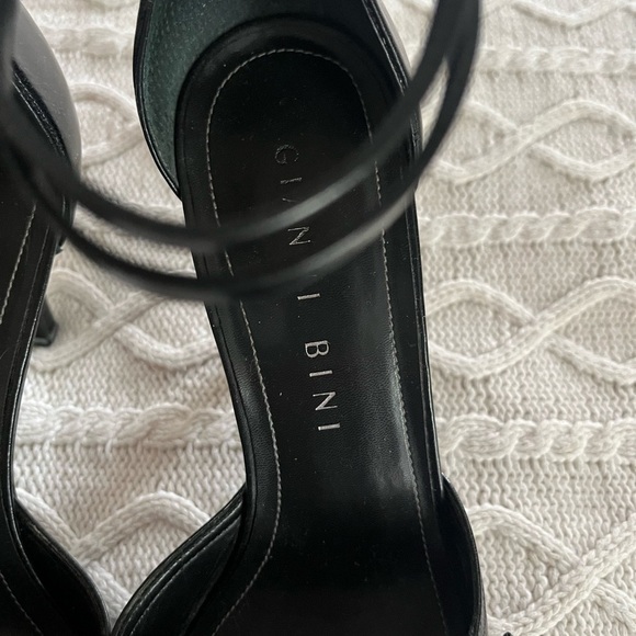 Gianni Bini Black Leather Pointed 3 inch Heels with Double Straps - Picture 12 of 12